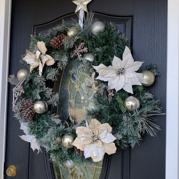 Christmas wreath super large outdoor door glitter holidays - Picture 7 of 13